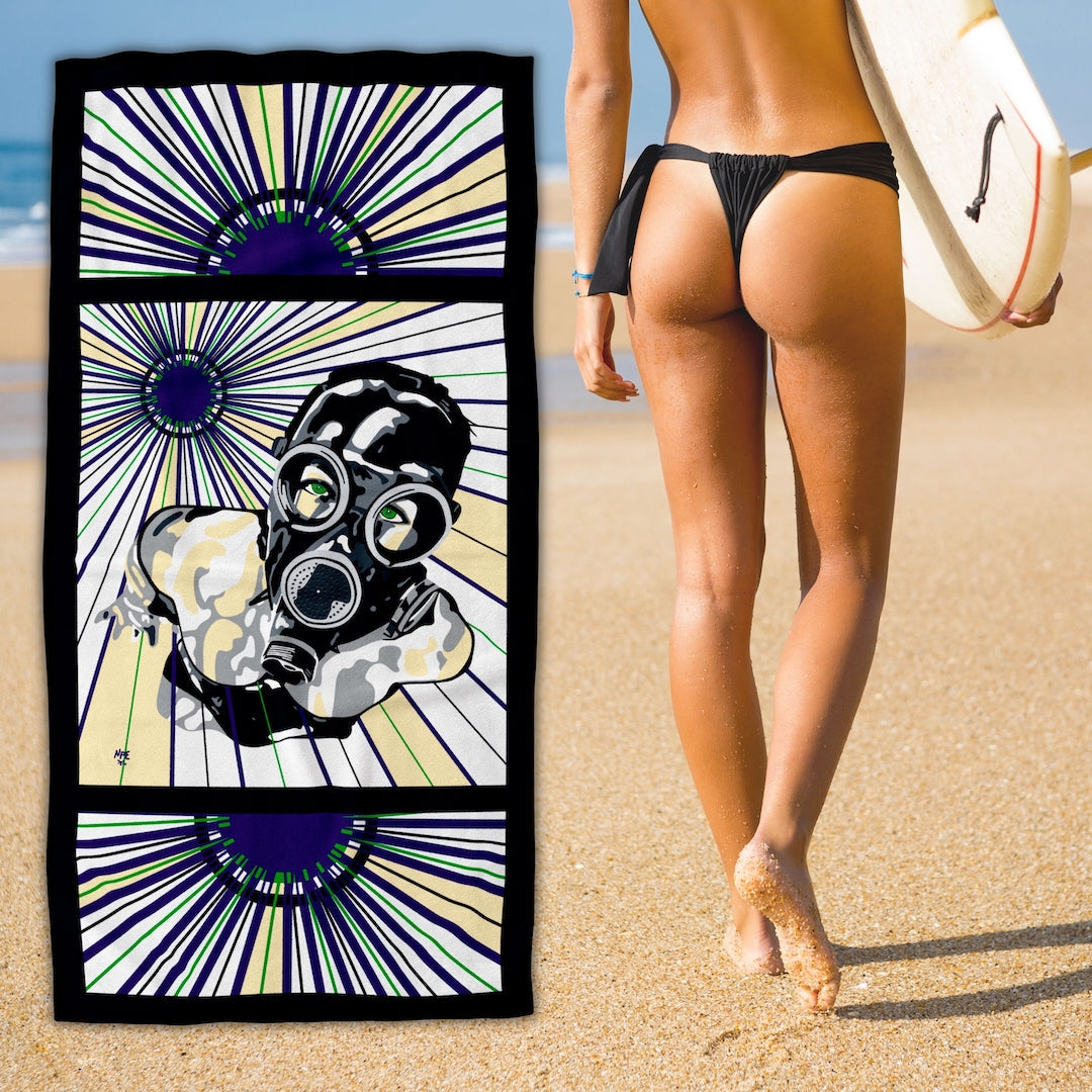 Surfer Girl with an Erotic Pop Art Beach Towel | EVIL A Design by Anita Nevar &amp; Ravenged.
